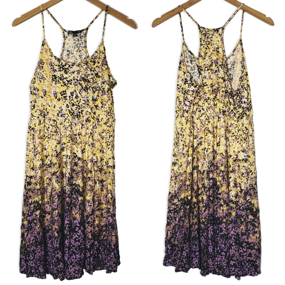 VGUC Gap Sleeveless Sun Dress Printed Purple Yellow Size M